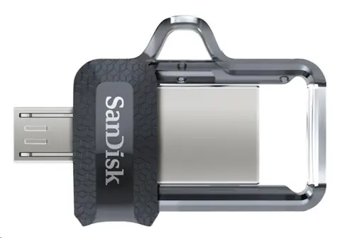 SanDisk Ultra Dual M3.0 16 GB černá / Flash Disk / USB-A 3.0 & MicroUSB 2.0 / čtení: 130 MBs
