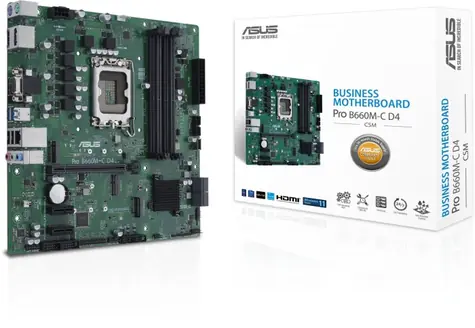 ASUS PRO B660M-C D4-CSM / B660 / LGA 1700 / 4x DDR4 / PCIEx16 / 1x GLAN / micro-ATX