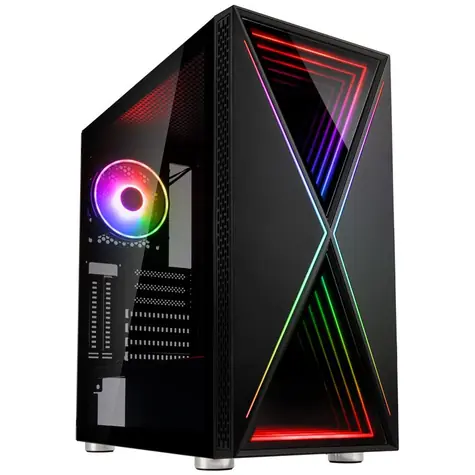 Kolink Void X ARGB černá / ATX / 2xUSB 3.0 + 2xUSB 2.0 / 1x 120 mm / bez zdroje / tvrzené sklo / průhledná bočnice