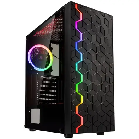 Kolink Inspire K8 ARGB černá / ATX / 1xUSB 3.0 + 2xUSB 2.0 / 1x120 mm / bez zdroje / průhledná bočnice / tvrzené sklo
