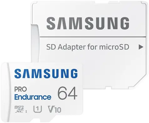 SAMSUNG PRO Endurance microSDXC 64GB + SD adaptér / Class 10 / UHS-I / U3 / čtení: 100MBs / zápis: 40MBs 