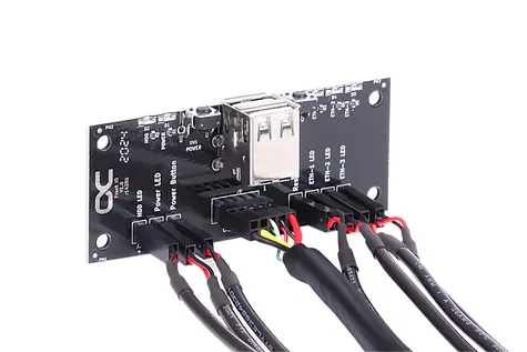 Alphacool přední I/O panel s USB 2.0 a sada kabelů pro serverové skříně černá