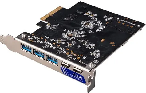 Akasa AK-PCCU3-09 / karta PCIe / 3x USB-A 3.0 / 2x USB-C 