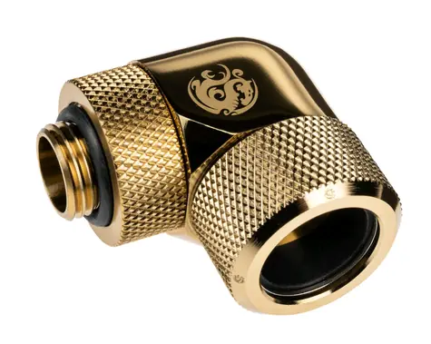 BitsPower Advanced Multi-Link otočný úhlový adaptér 90° G1/4 > 16mm hardtube zlatá