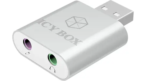 Icy Box IB-AC527 černá / 3.5 mm stereo výstup / 3.5 mm mikrofon vstup / USB 2.0