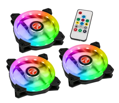 RAIJINTEK Iris 12 RBW ADD-3 set 3 ks černá / 120 mm / 28 dB @ 1800 RPM / 35.8 CFM / RGB / 4.pin PWM