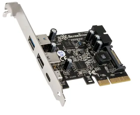 SilverStone ECU05 karta PCIe / 2x USB 3.0 & 1x USB 3.1 Type C + 2x interní USB 3.0