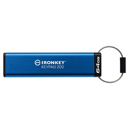 Kingston IronKey Keypad 200 64GB modrá / Flash Disk / USB 3.2 Gen 1 - (USB-A 3.0)