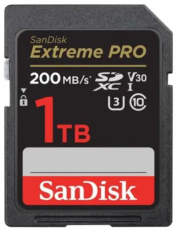SanDisk Extreme PRO SDXC 1TB / Class 10 / rychlost přenosu 200 MB/s / vhodné pro 4K