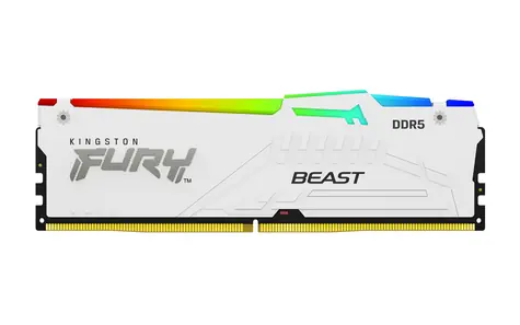 Kingston Fury Beast White RGB 32GB (1x32GB) DDR5 5600MHz / CL40 / DIMM / On-Die ECC / XMP / 1.25V
