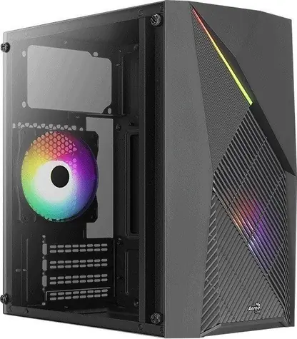 AeroCool Raider Mini černá / PC skříň / Micro ATX / 1x USB 3.0 / 1x USB 2.0 / Bez zdroje / průhledná bočnice