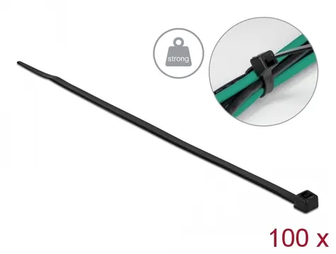 Delock Kabelový úvazek s vysokou pevností v tahu D 200 x Š 4.8 mm černý 100 ks