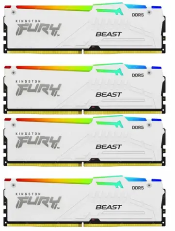 Kingston Fury Beast White RGB 64GB (4x16GB) DDR5 6000MHz / CL40 / DIMM / XMP