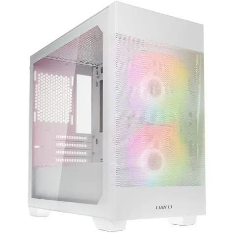 Lian Li Lacool 205M Mesh bílá / mATX / mini-ITX / 2xUSB 3.2 A / bez zdroje / průhledná bočnice