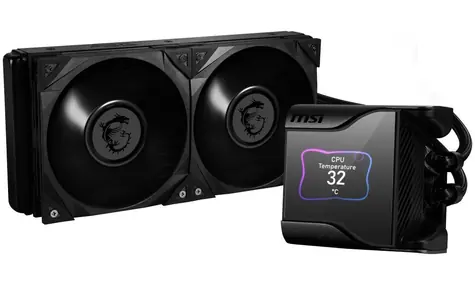 MSI MAG CoreLiquid S280 černá / set vodního chlazení CPU / 2x 140 mm / 24.9dB / 1800 RPM / ARGB 