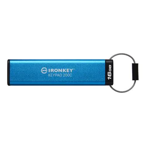Kingston IronKey Keypad 200C 16GB modrá / Flash Disk / USB-C 3.2 Gen 1 - (USB-C 3.0)