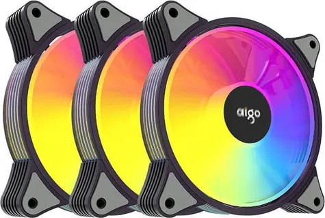 Aigo Set 3 v 1 AR12 ARGB černá / 3 ks / 120x120 / Fluid bearing / 24dB @ 1200RPM / 48 CFM / 6-pin / ARGB