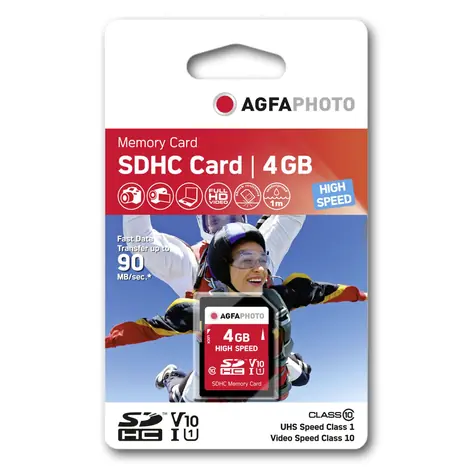 AgfaPhoto SDHC Card High Speed 4GB / R:90 MB/s / W:12 MB/s / Class 10