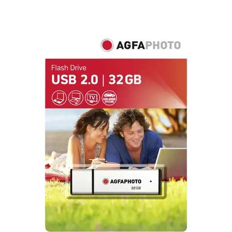AgfaPhoto USB 2.0 32GB stříbrná / Flash Disk / USB-A 2.0 / R:15 MB/s / W:5 MB/s 