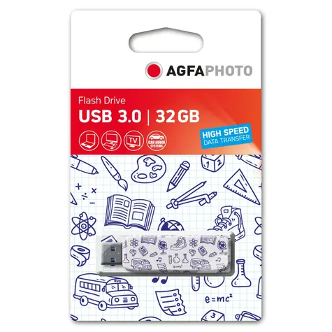 AgfaPhoto USB 3.0 32GB School bílá / Flash Disk / USB-A 3.0