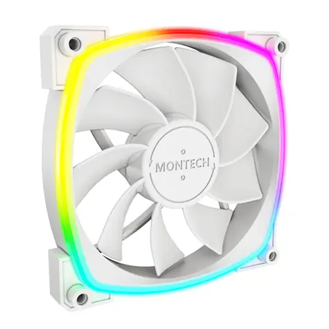 Montech RX120 PWM bílá / 120 mm / Hydraulic Bearing / 27 dB @ 1600 RPM / 59 CFM / ARGB / 4-pin 