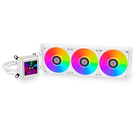 Lian Li GALAHAD II LCD 360 AIO bílá  / 3x 120 mm / ARGB podsvícení / 300-2450 RPM / 30 dB / Intel + AMD