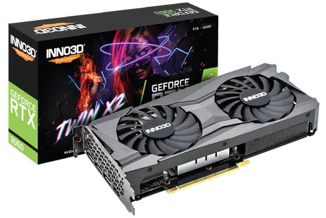 Inno3D GeForce RTX 3060 Twin X2 8GB / 1320 - 1777 MHz / 8GB GDDR6 / 128-bit / 1x HDMI + 3x DP / (8)