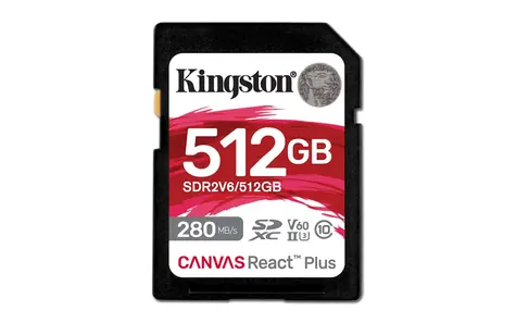 Kingston Canvas React Plus V60 SD 512GB / UHS-II / V60 / U3 / Class 10