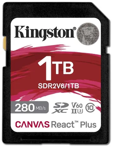 Kingston Canvas React Plus V60 SD 1TB / UHS-II / V60 / U3 / Class 10