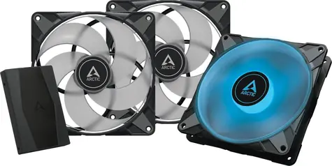 ARCTIC P14 PWM PST A-RGB + HUB černá 3ks / 140 mm / Fluid Dynamic Bearing / 0-1900 RPM / 68.9 CFM / 4-pin + 3-pin RGB