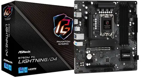 ASRock B760M PG Lightning/D4 / LGA 1700 / 4x DDR4 / 2x PCIex16 / mATX