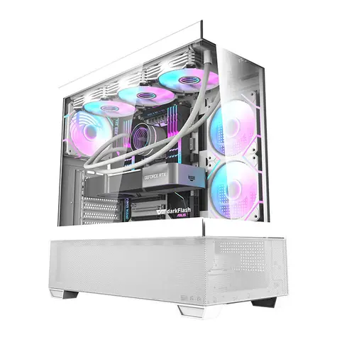 darkFlash DS900 Air (s větráky) bílá / ATX / 6x DM12F 120mm / 2x USB-A / průhledná bočnice / bez zdroje