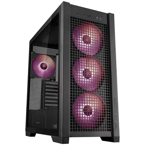 ASUS TUF GAMING GT302 TG černá / E-ATX / 2x USB 3.0 / USB-C / 4x 140mm / bez zdroje / průhledná bočnice 