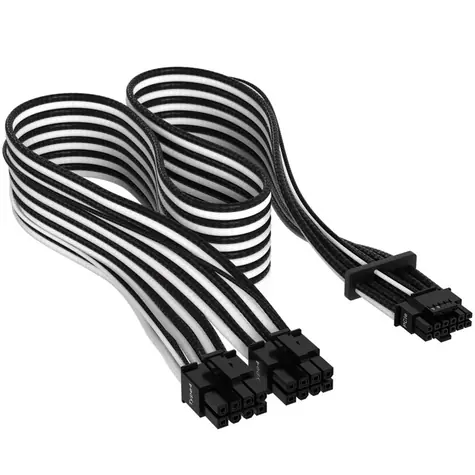 Corsair Premium Sleeved 12+4 Pin PCIe Gen5 12VHPWR černo-bílá / až 600W