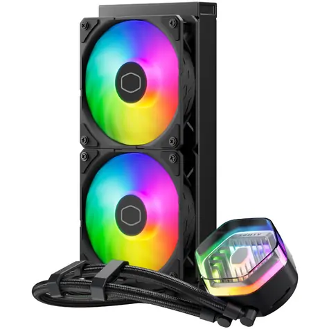 Cooler Master MasterLiquid 240 ATMOS ARGB černá / 2x120mm / 25 dBA @ 2500 RPM / 4 pin + 4 pin 