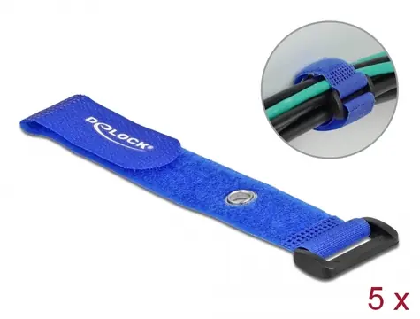 DeLock Stahovací pásky na kabely 190mm x 25mm modrá 5ks
