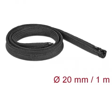 DeLock Opletené opláštění se zipovým uzávěrem 20mm x 1m černá