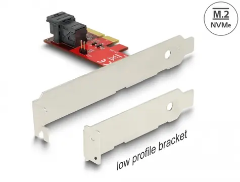 DeLock PCI-E x4 Karta - 1x interní SFF-8643 NVMe červená