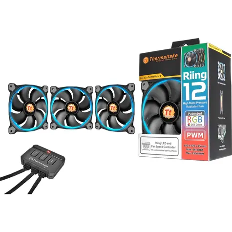 THERMALTAKE Riing 14 RGB LED černá 3ks / Ventilátor / 120 mm / Hydraulic Bearing / 1500 RPM @ 26.4 dB / 40.6 CFM