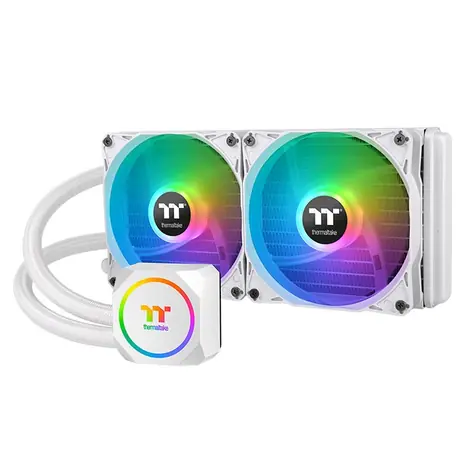 THERMALTAKE TH240 ARGB bílá / AIO vodní chladič CPU / 2x 120 mm / 1500 RPM @ 28.2 dB / 59.28 CFM