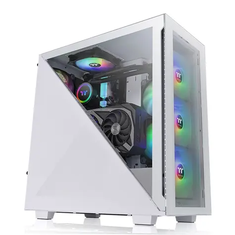 THERMALTAKE Divider 300 TG ARGB bílá / ATX / 1x USB-C 3.2 / 2x USB-A 3.0 / bez zdroje / průhledná bočnice