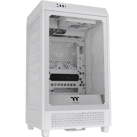 THERMALTAKE The Tower 200 bílá / mini ITX / 1x USB-C 3.2 / 2x USB-A 3.0 / bez zdroje / průhledná bočnice 