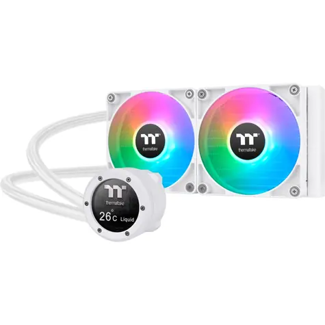 THERMALTAKE TH240 V2 Ultra ARGB bílá / AIO vodní chladič CPU / 2x 120 mm / 2000 RPM @ 25.8 dB / 57.05 CFM