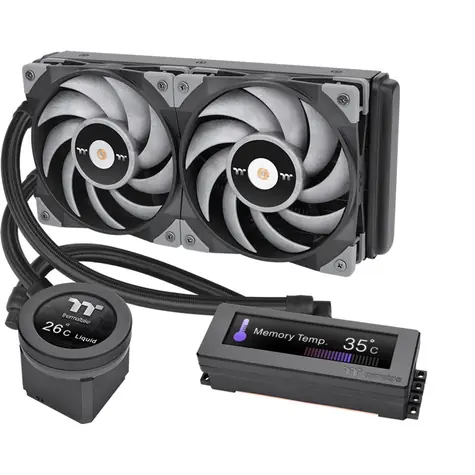THERMALTAKE Floe RC Ultra 240 šedá / AIO vodní chladič CPU / 2x 120 mm / 2500 RPM @ 28.1 dB / 72.69 CFM