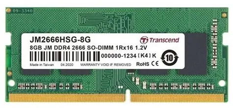 Transcend JetRam 8GB (1x8GB) 2666MHz / SODIMM / DDR4 / CL19 / 1.2V / 1Rx16