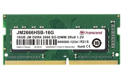 Transcend JetRam 16GB (1x16GB) 2666MHz / SODIMM / DDR4 / CL19 / 1.2V / 2Rx8