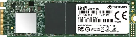 Transcend MTE110S 512GB / M.2 2280 Gen 3 / RW: 1700/900 MBps / IOPS: 160K/140K / MTBF 1.0mh / 5y