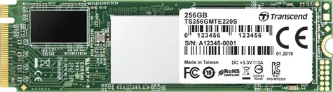 Transcend MTE220S 256GB / M.2 2280 Gen 3 / RW: 3300/1250 MBps / IOPS: 190K/300K / MTBF 2.0mh / 5y