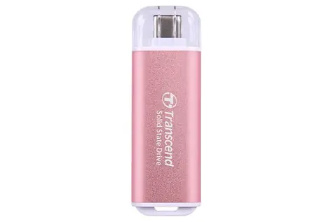 Transcend ESD300P Externí SDD 1TB růžová / USB-C 3.2 Gen 2 / R: 1050MBs / W: 950MBs