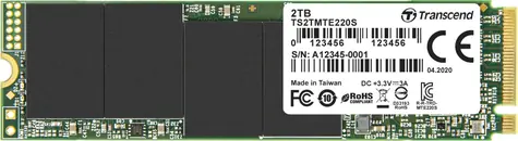 Transcend MTE220S 2TB / M.2 2280 Gen 3 / RW: 3500/2900 MBps / IOPS: 340K/360K / MTBF 2.0mh / 5y